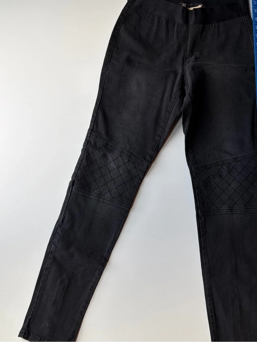 Cabi Jeans Women's Black Quilted-Knee Skinny Jeans